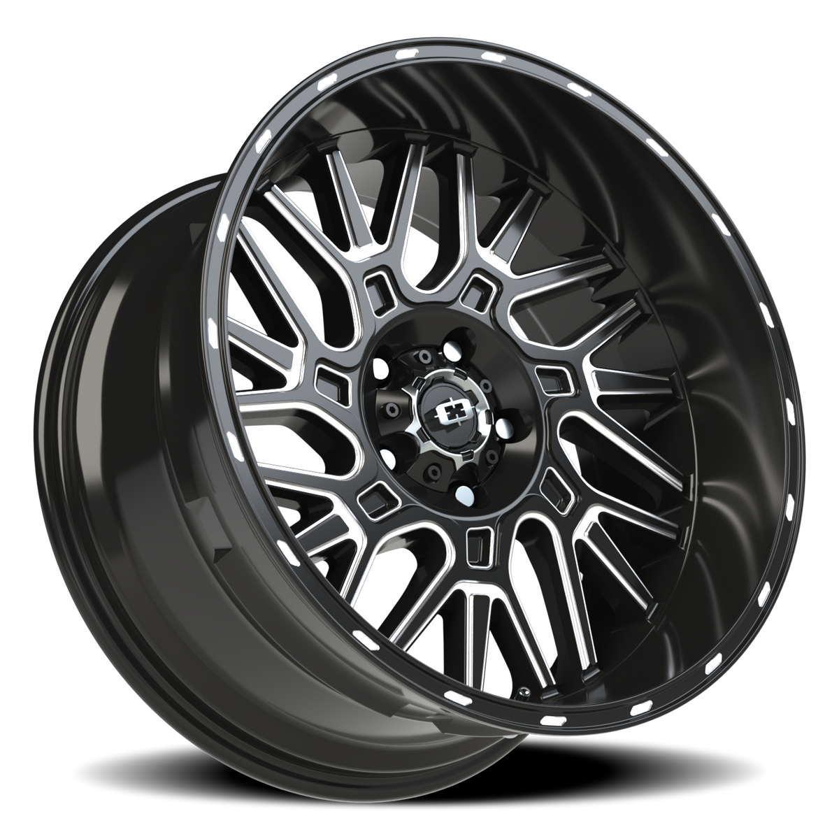 Vision Wheel 404 Gloss Black Milled Spoke 20x10 -25 5x127mm 78.1mm - Wheelwiz