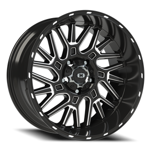 Vision Wheel 404 Gloss Black Milled Spoke 20x10 -25 5x139.7mm 108mm - Wheelwiz