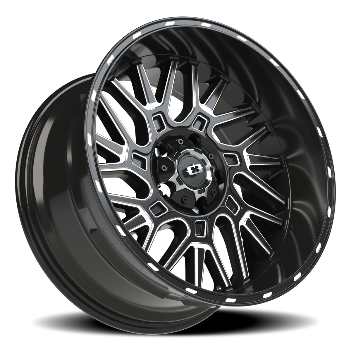 Vision Wheel 404 Gloss Black Milled Spoke 20x10 -25 5x139.7mm 108mm - Wheelwiz