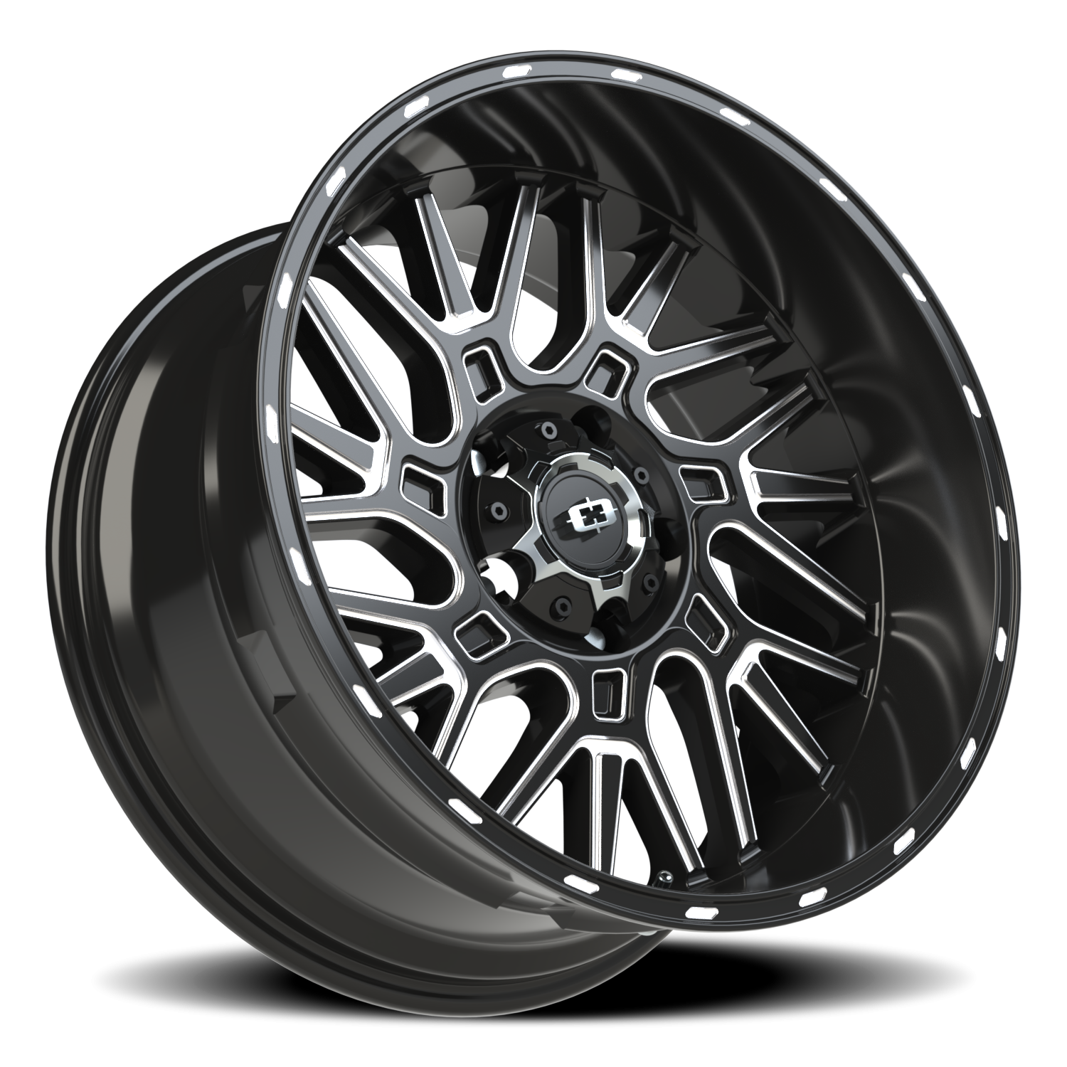 Vision Wheel 404 Gloss Black Milled Spoke 20x10 -25 5x139.7mm 108mm - Wheelwiz