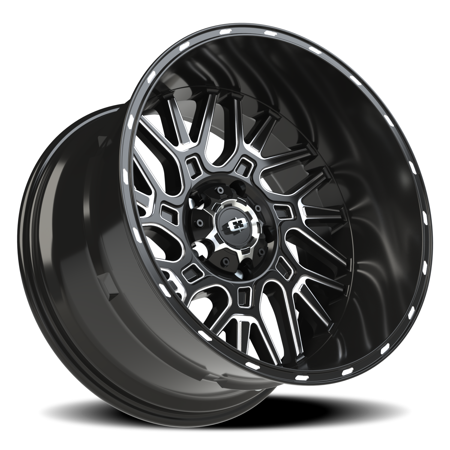 Vision Wheel 404 Gloss Black Milled Spoke 20x12 -51 5x139.7mm 108mm - Wheelwiz