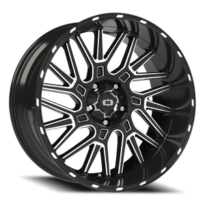 Vision Wheel 404 Gloss Black Milled Spoke 22x10 -19 5x139.7mm 108mm - Wheelwiz