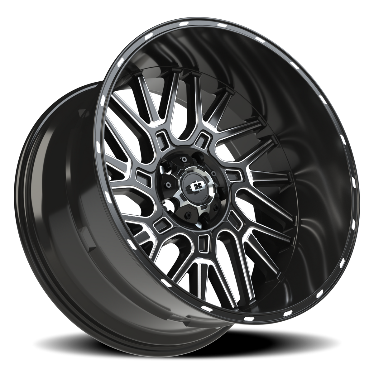 Vision Wheel 404 Gloss Black Milled Spoke 22x12 -51 5x139.7mm 108mm - Wheelwiz