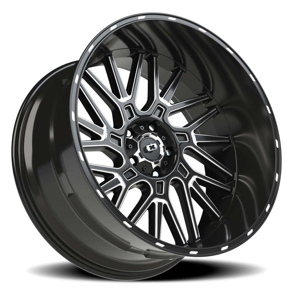 Vision Wheel 404 Gloss Black Milled Spoke 24x12 -51 5x139.7mm 108mm - Wheelwiz