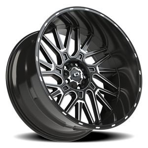 Vision Wheel 404 Gloss Black Milled Spoke 24x12 -51 5x139.7mm 108mm - Wheelwiz