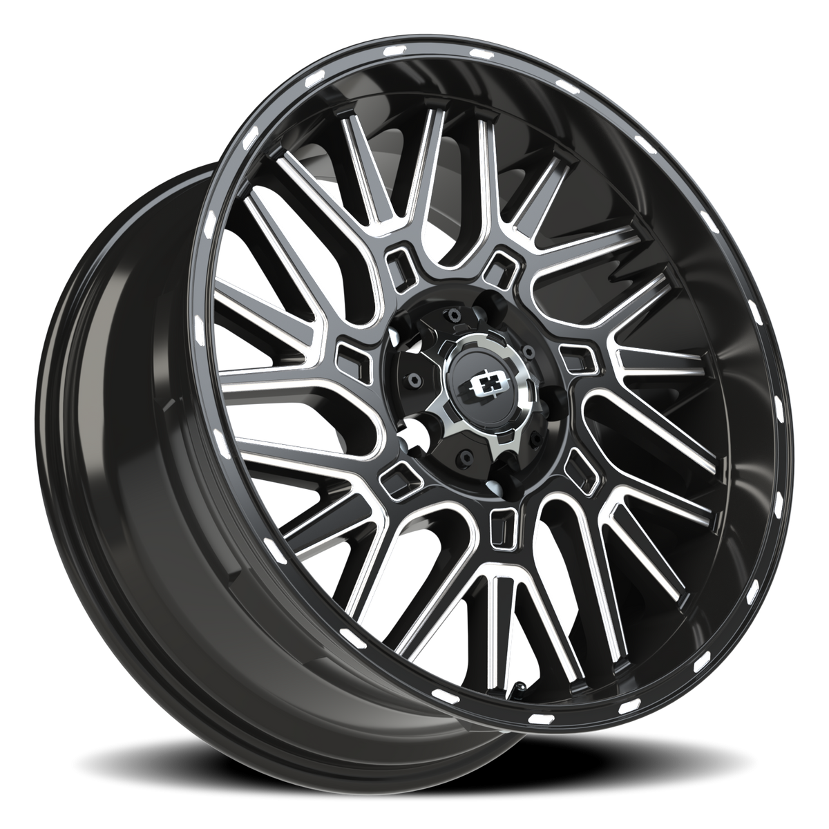 Vision Wheel 404 Gloss Black Milled Spoke 20x9 +12 5x150mm 110.2mm - Wheelwiz