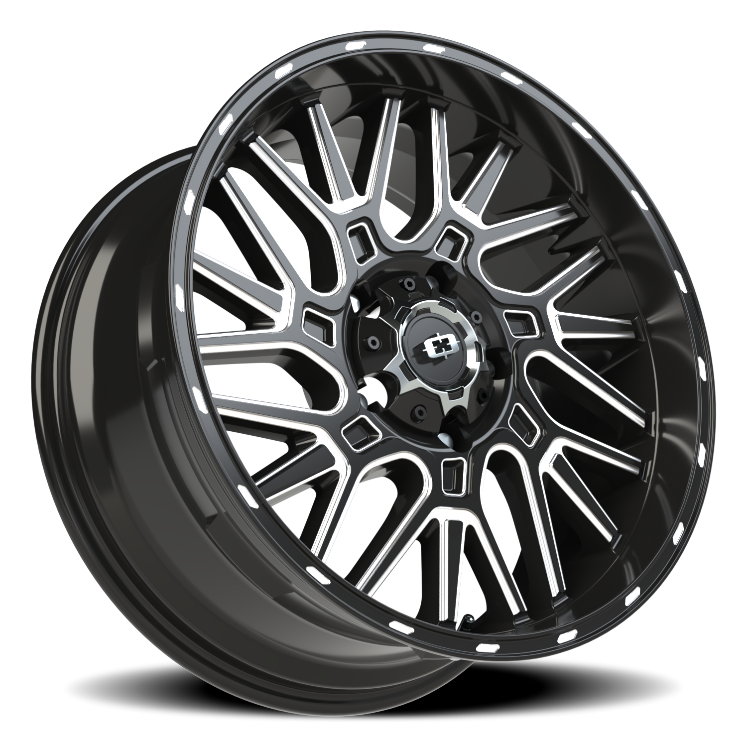 Vision Wheel 404 Gloss Black Milled Spoke 20x9 +12 5x150mm 110.2mm - Wheelwiz