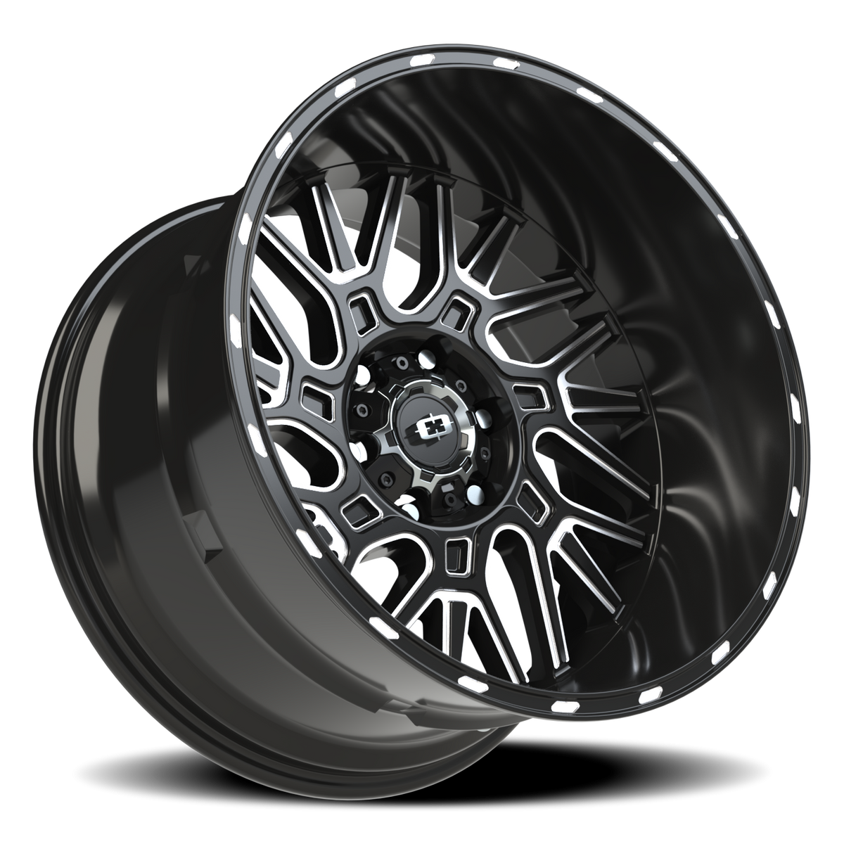 Vision Wheel 404 Gloss Black Milled Spoke 20x12 -51 6x139.7mm 106.2mm - Wheelwiz