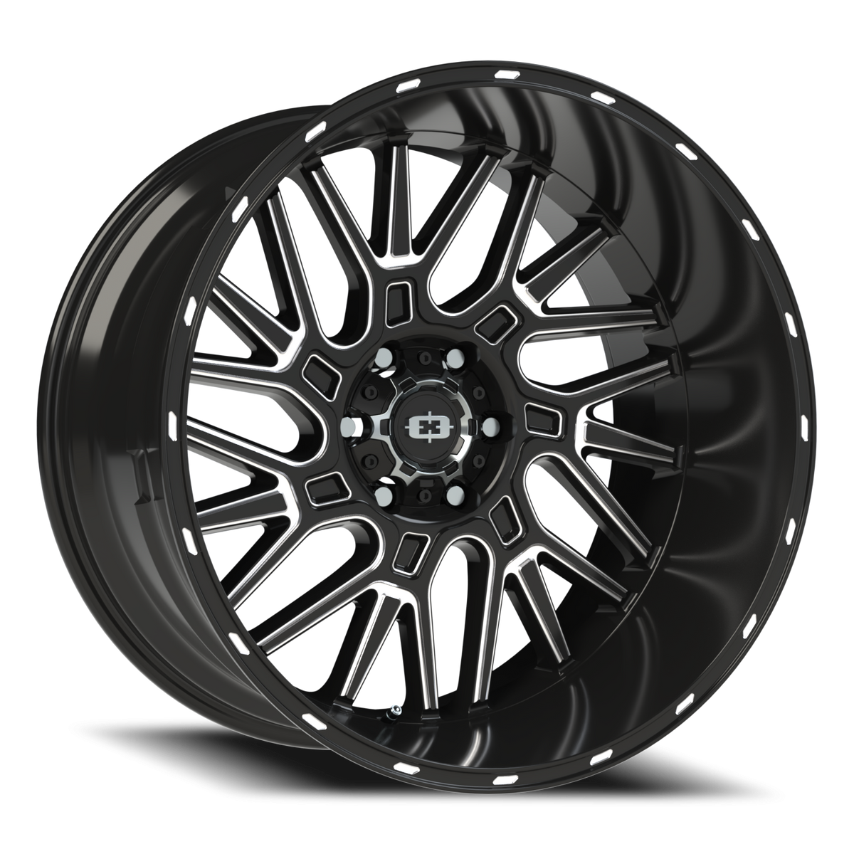 Vision Wheel 404 Gloss Black Milled Spoke 22x12 -51 6x139.7mm 106.2mm - Wheelwiz