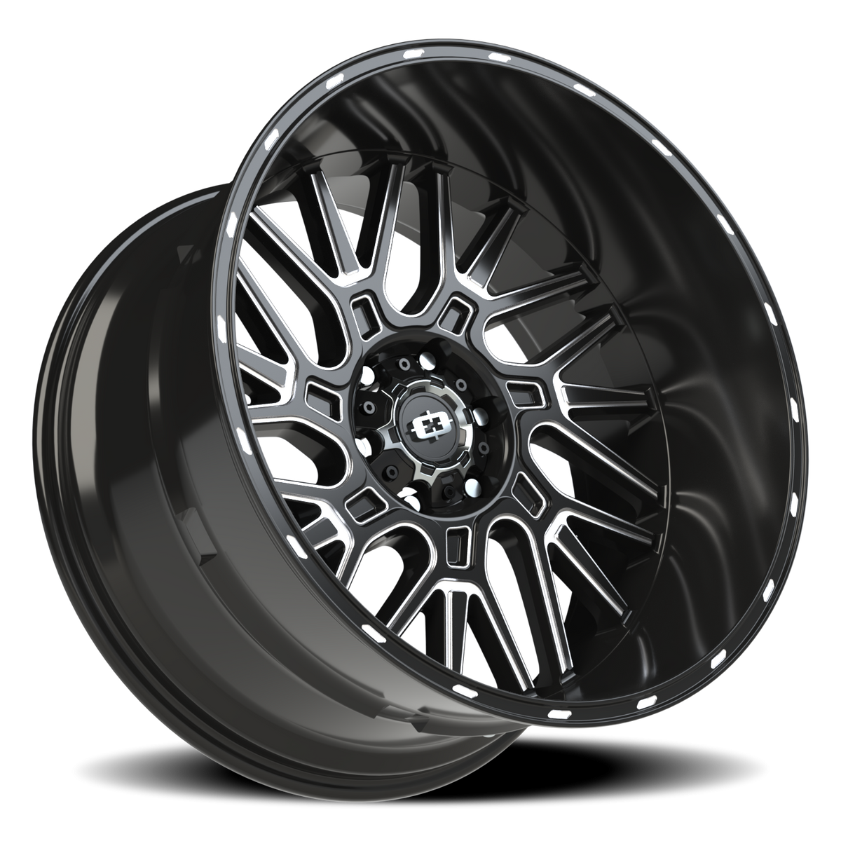 Vision Wheel 404 Gloss Black Milled Spoke 22x12 -51 6x139.7mm 106.2mm - Wheelwiz