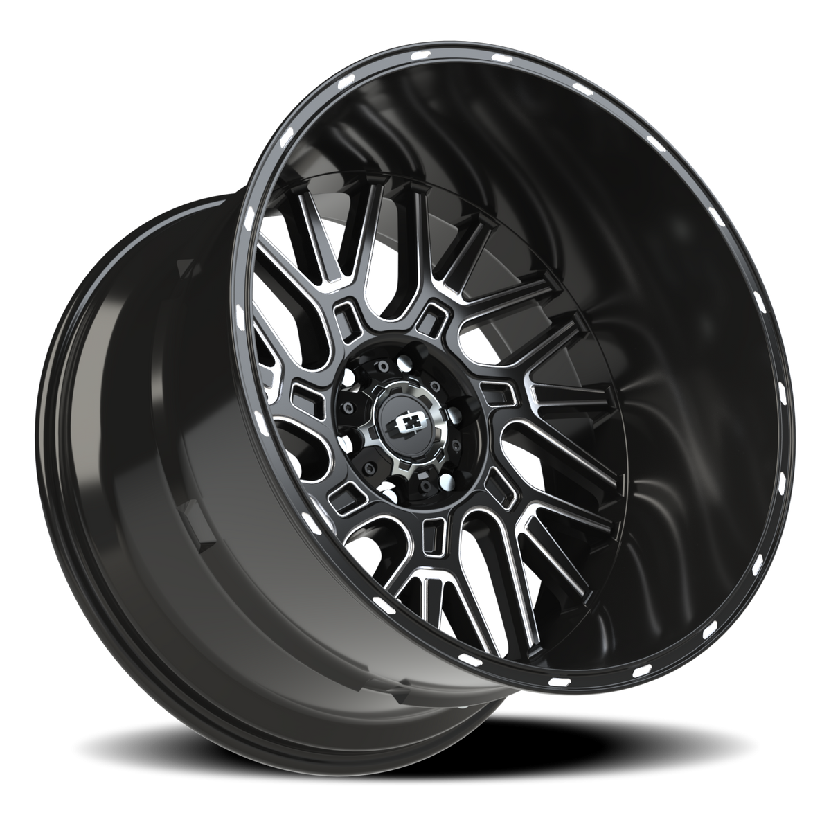 Vision Wheel 404 Gloss Black Milled Spoke 22x14 -76 6x139.7mm 106.2mm - Wheelwiz