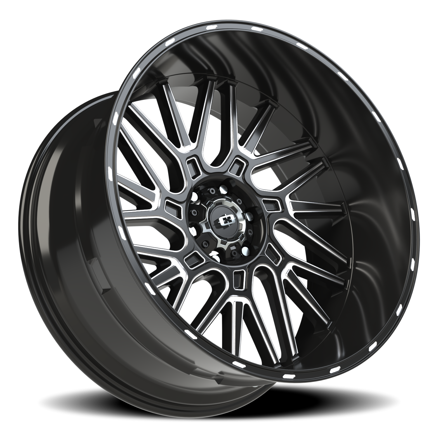 Vision Wheel 404 Gloss Black Milled Spoke 24x12 -51 6x139.7mm 106.2mm - Wheelwiz