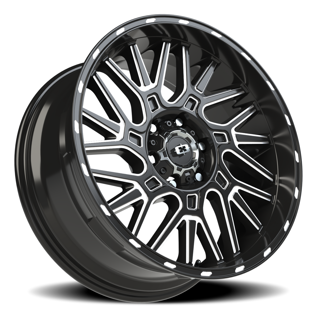 Vision Wheel 404 Gloss Black Milled Spoke 20x9 +12 6x139.7mm 106.2mm - Wheelwiz