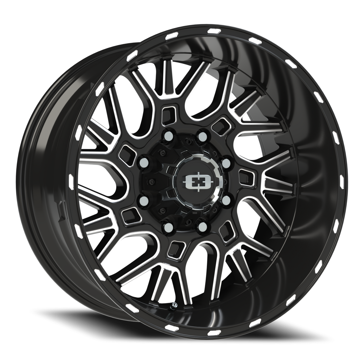 Vision Wheel 404 Gloss Black Milled Spoke 20x10 -25 8x165.1mm 125.2mm - Wheelwiz