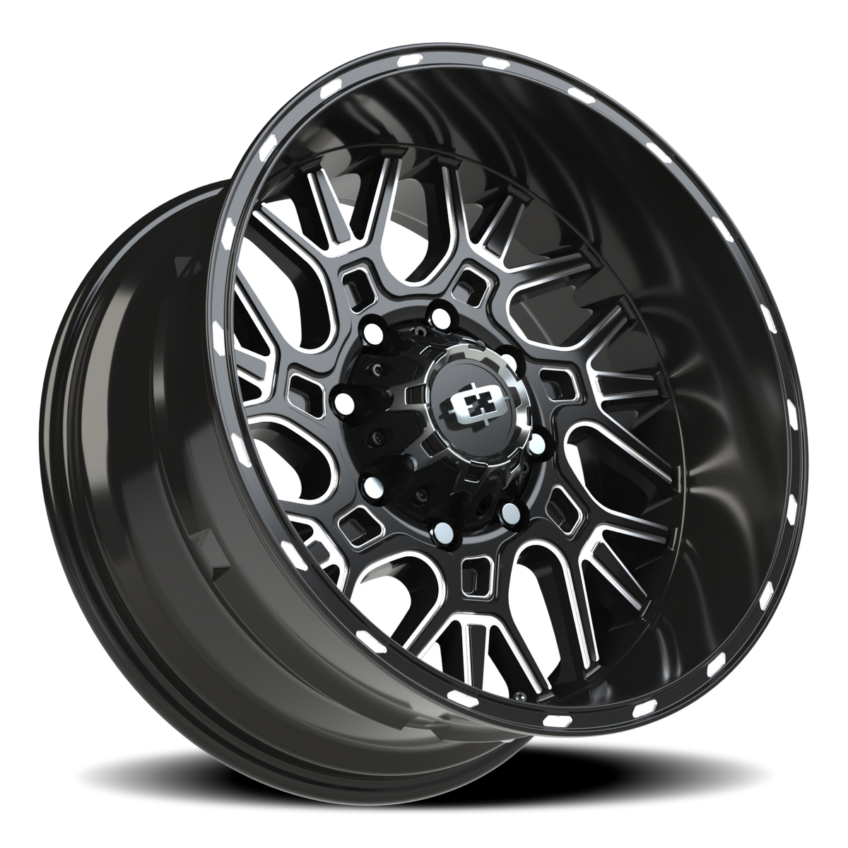Vision Wheel 404 Gloss Black Milled Spoke 20x10 -25 8x165.1mm 125.2mm - Wheelwiz