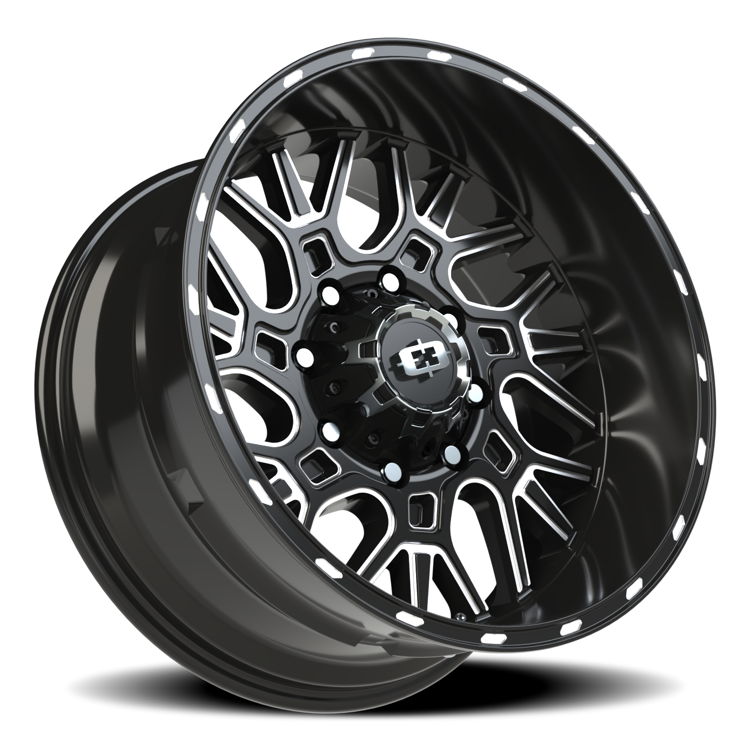 Vision Wheel 404 Gloss Black Milled Spoke 20x10 -25 8x180mm 124.2mm - Wheelwiz