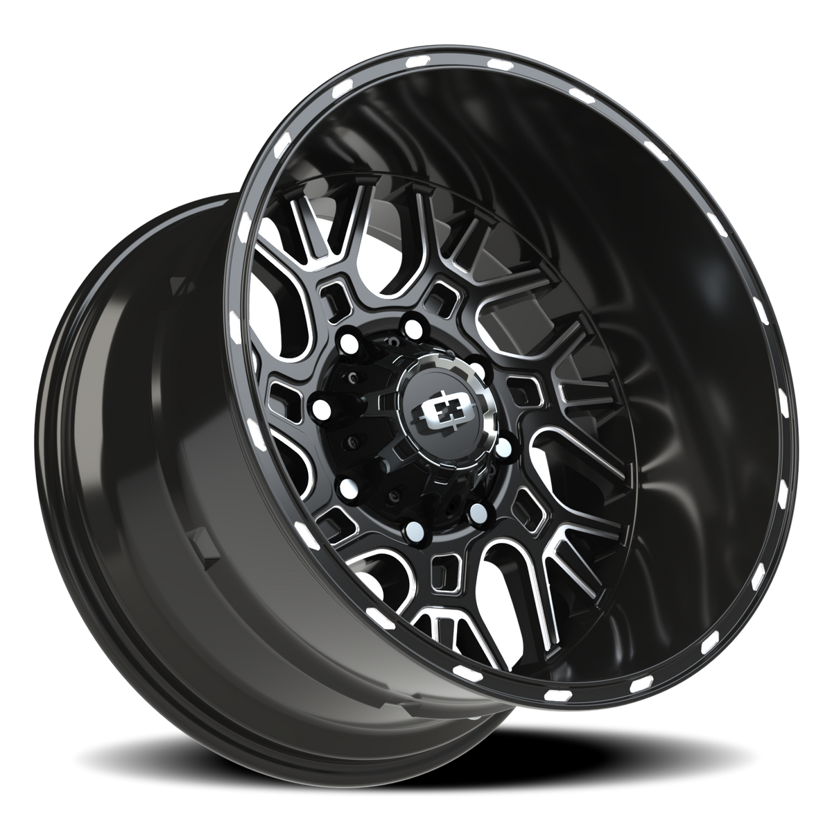 Vision Wheel 404 Gloss Black Milled Spoke 20x12 -51 8x170mm 125.2mm - Wheelwiz