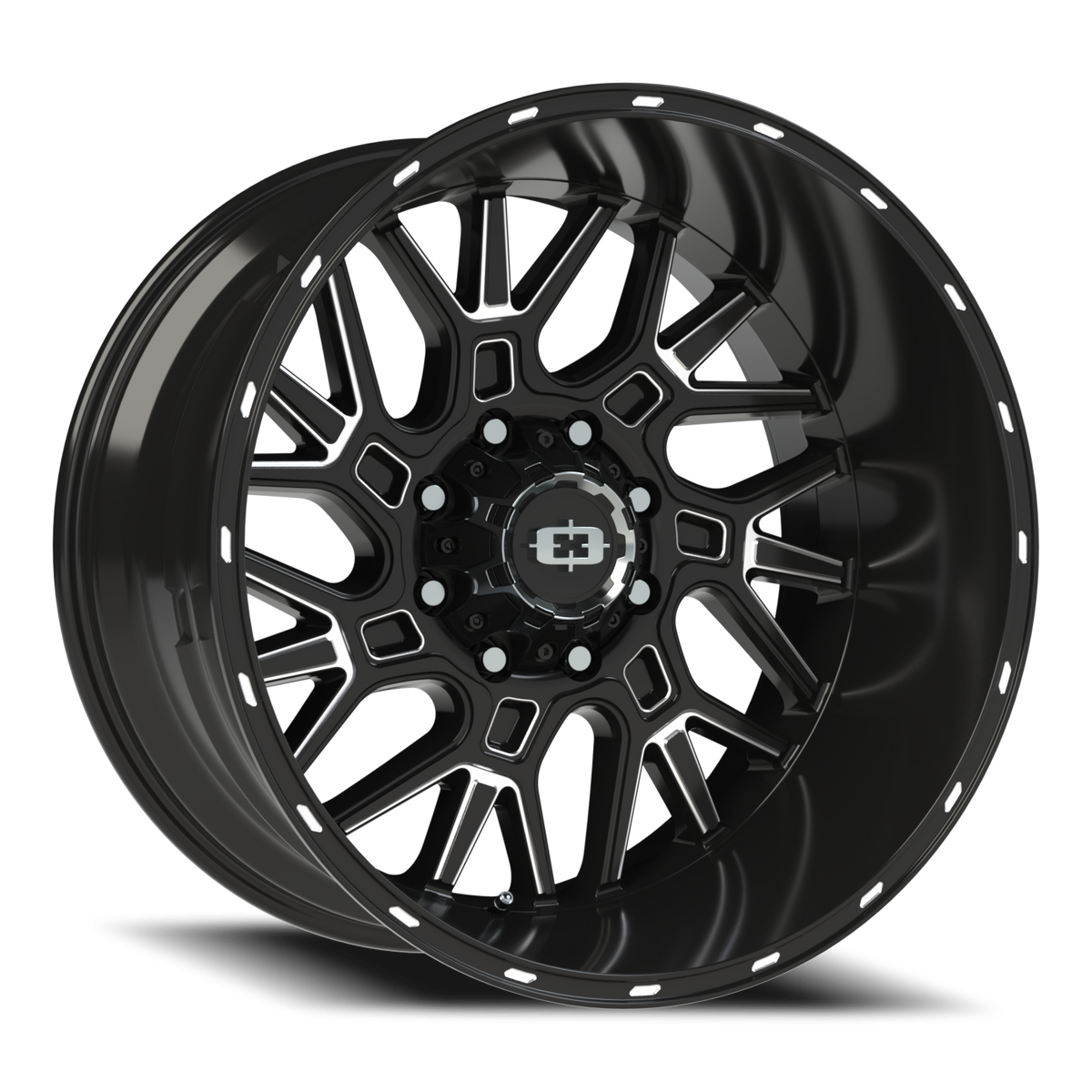Vision Wheel 404 Gloss Black Milled Spoke 22x12 -51 8x165.1mm 125.2mm - Wheelwiz