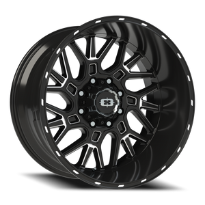 Vision Wheel 404 Gloss Black Milled Spoke 22x12 -51 8x165.1mm 125.2mm - Wheelwiz