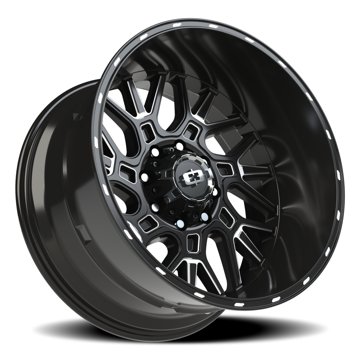 Vision Wheel 404 Gloss Black Milled Spoke 22x12 -51 8x165.1mm 125.2mm - Wheelwiz