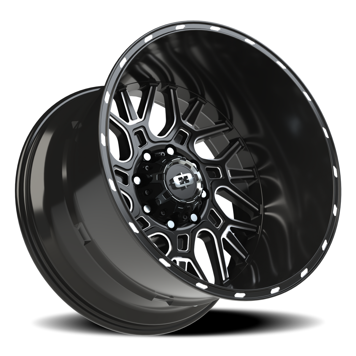 Vision Wheel 404 Gloss Black Milled Spoke 22x14 -76 8x170mm 125.2mm - Wheelwiz