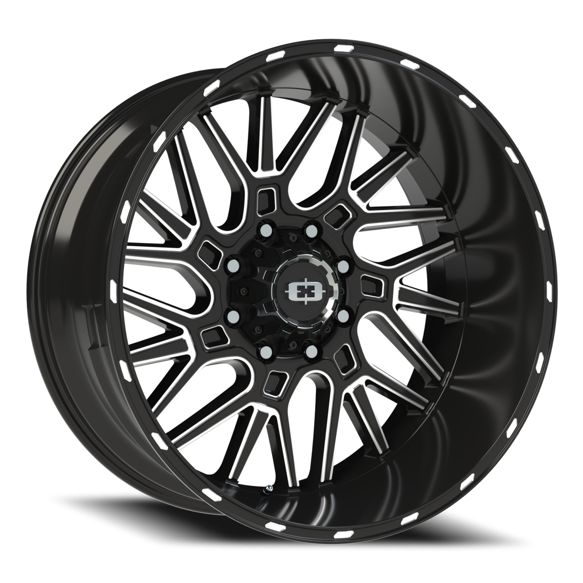 Vision Wheel 404 Gloss Black Milled Spoke 24x12 -51 8x180mm 124.2mm - Wheelwiz
