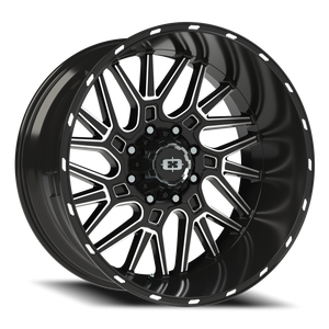 Vision Wheel 404 Gloss Black Milled Spoke 24x12 -51 8x180mm 124.2mm - Wheelwiz