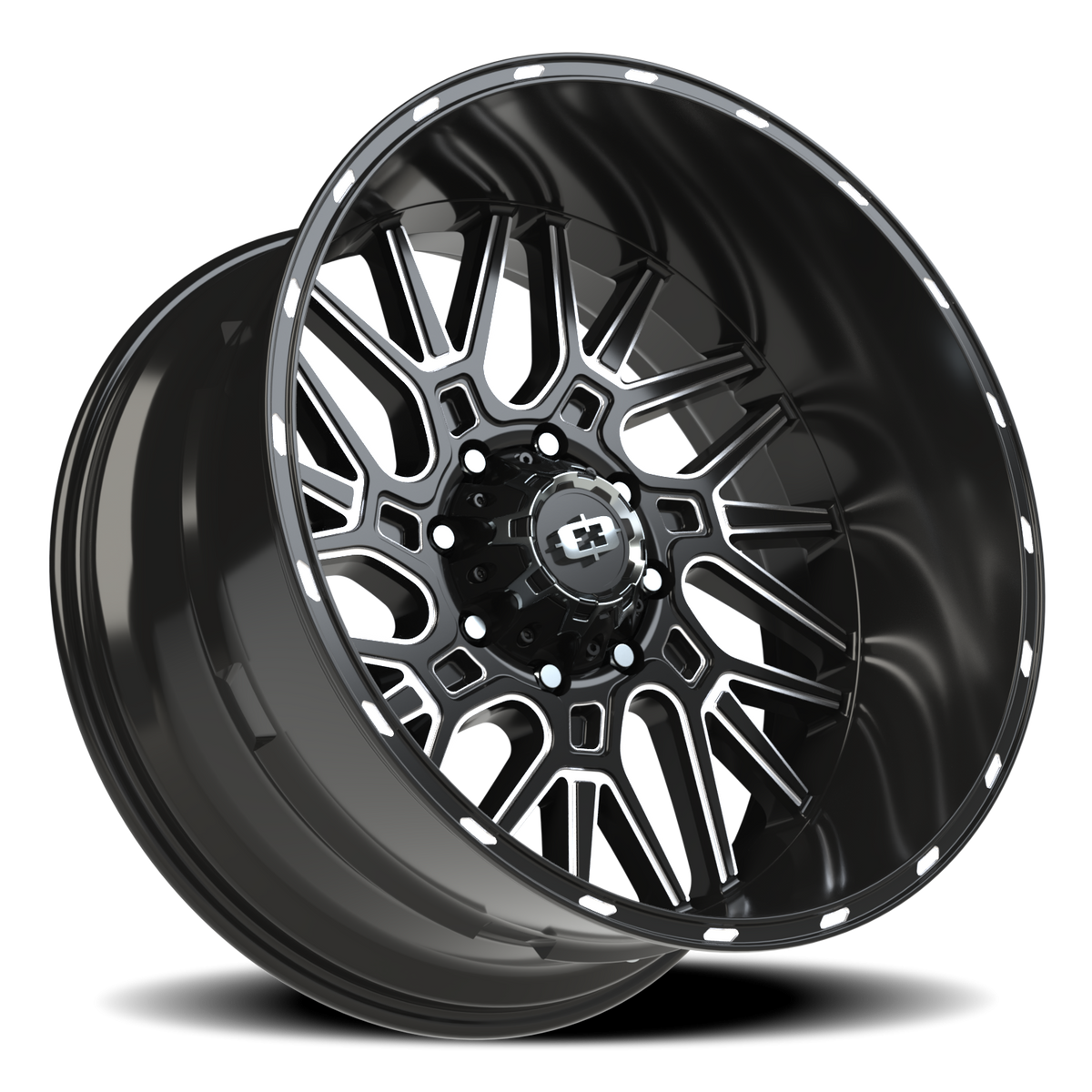 Vision Wheel 404 Gloss Black Milled Spoke 24x12 -51 8x180mm 124.2mm - Wheelwiz