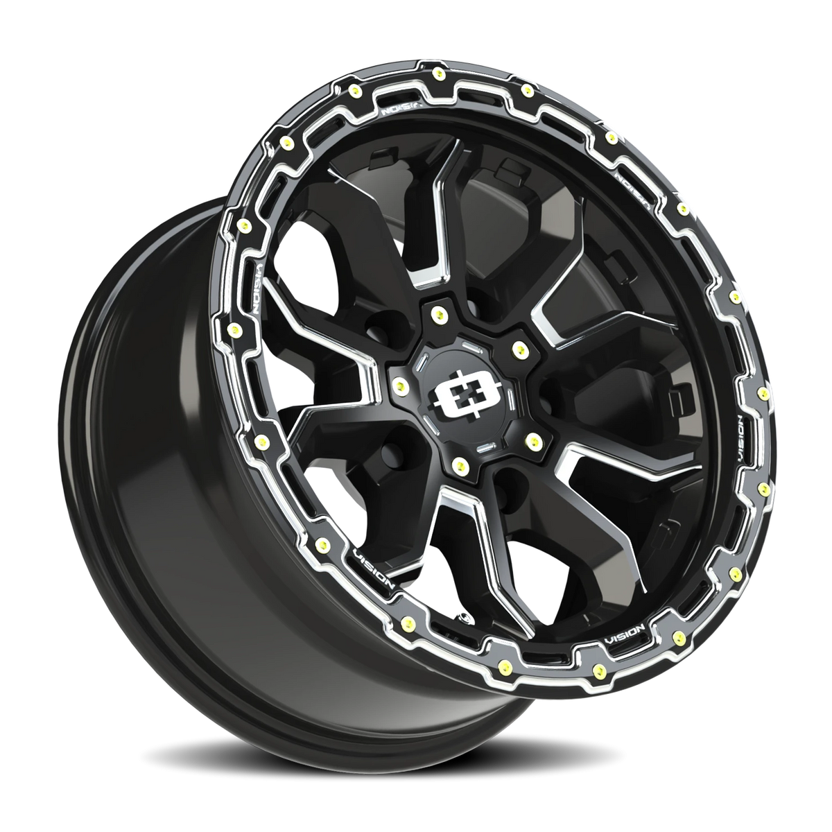 Vision Wheel 405 Gloss Black Milled Spoke 16x8 0 5x139.7mm 110mm - Wheelwiz