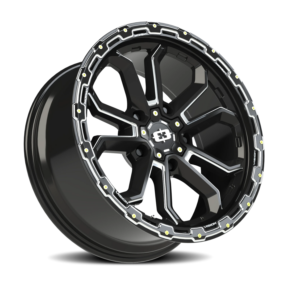 Vision Wheel 405 Gloss Black Milled Spoke 17x8 +30 5x114.3mm 76.1mm - Wheelwiz
