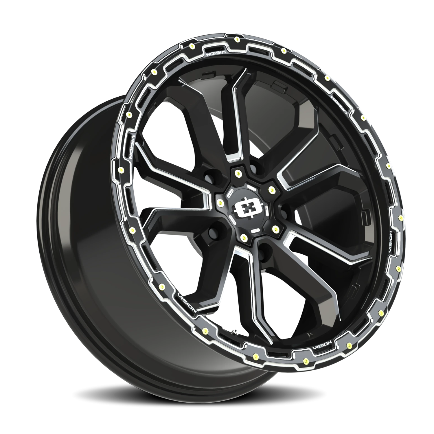 Vision Wheel 405 Gloss Black Milled Spoke 17x8 +30 5x114.3mm 76.1mm - Wheelwiz