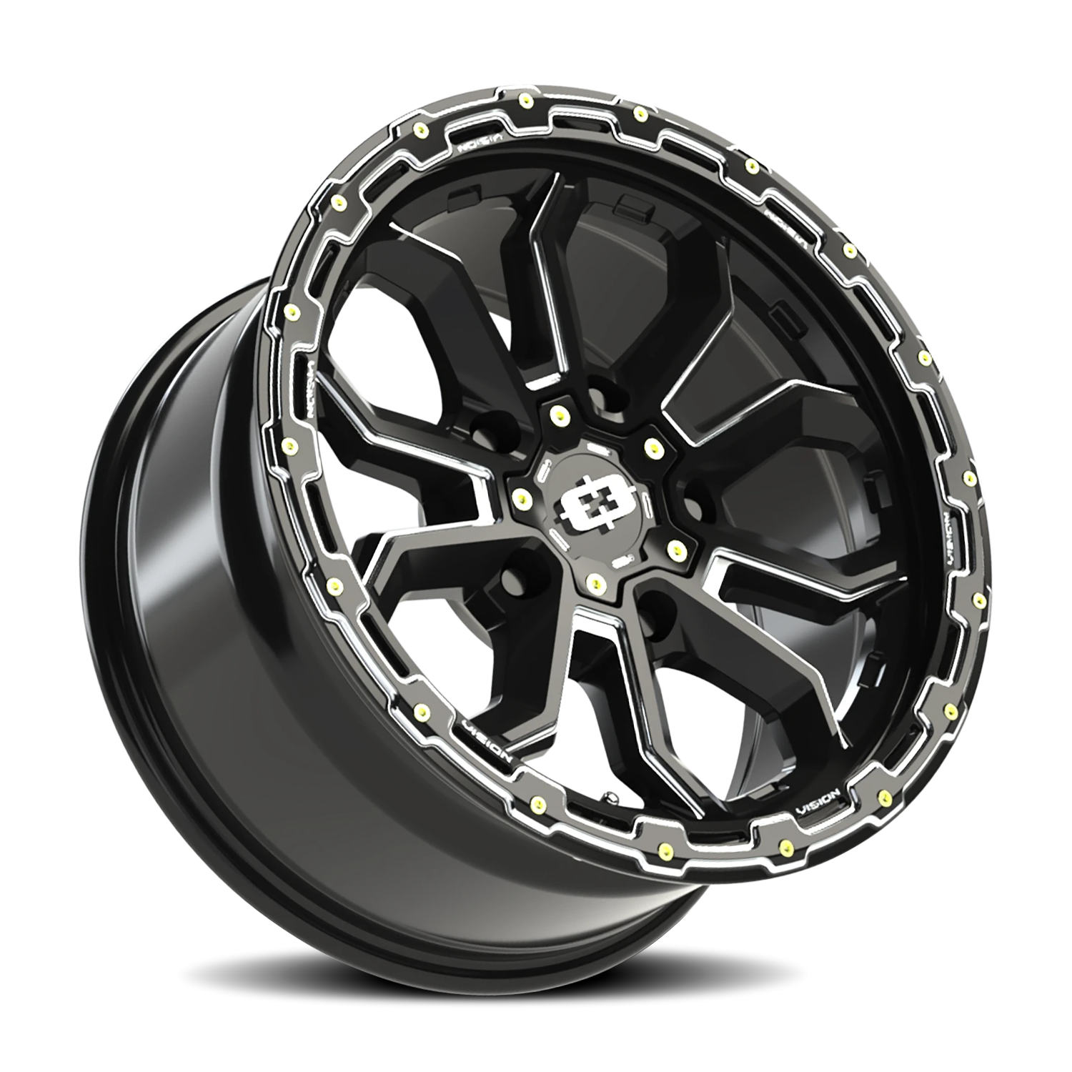 Vision Wheel 405 Gloss Black Milled Spoke 18x9 +12 5x127mm 78.1mm - Wheelwiz