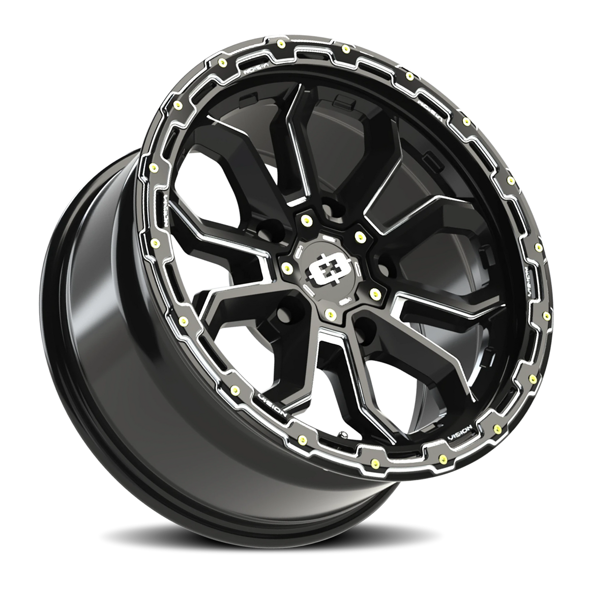 Vision Wheel 405 Gloss Black Milled Spoke 18x9 +12 5x139.7mm 108mm - Wheelwiz