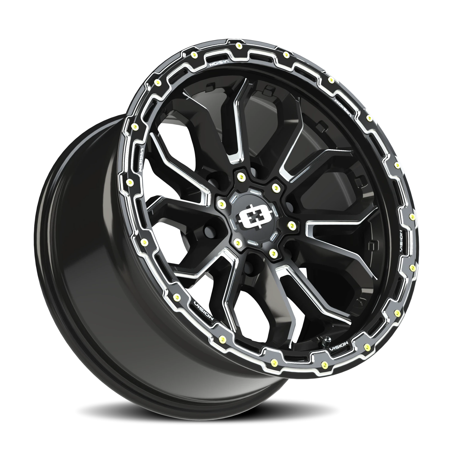 Vision Wheel 405 Gloss Black Milled Spoke 17x9 -12 6x139.7mm 106.2mm - Wheelwiz