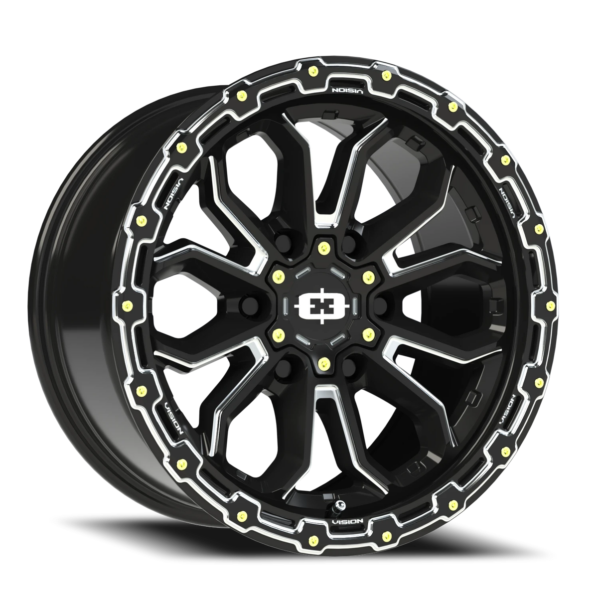 Vision Wheel 405 Gloss Black Milled Spoke 17x9 +12 6x139.7mm 106.2mm - Wheelwiz