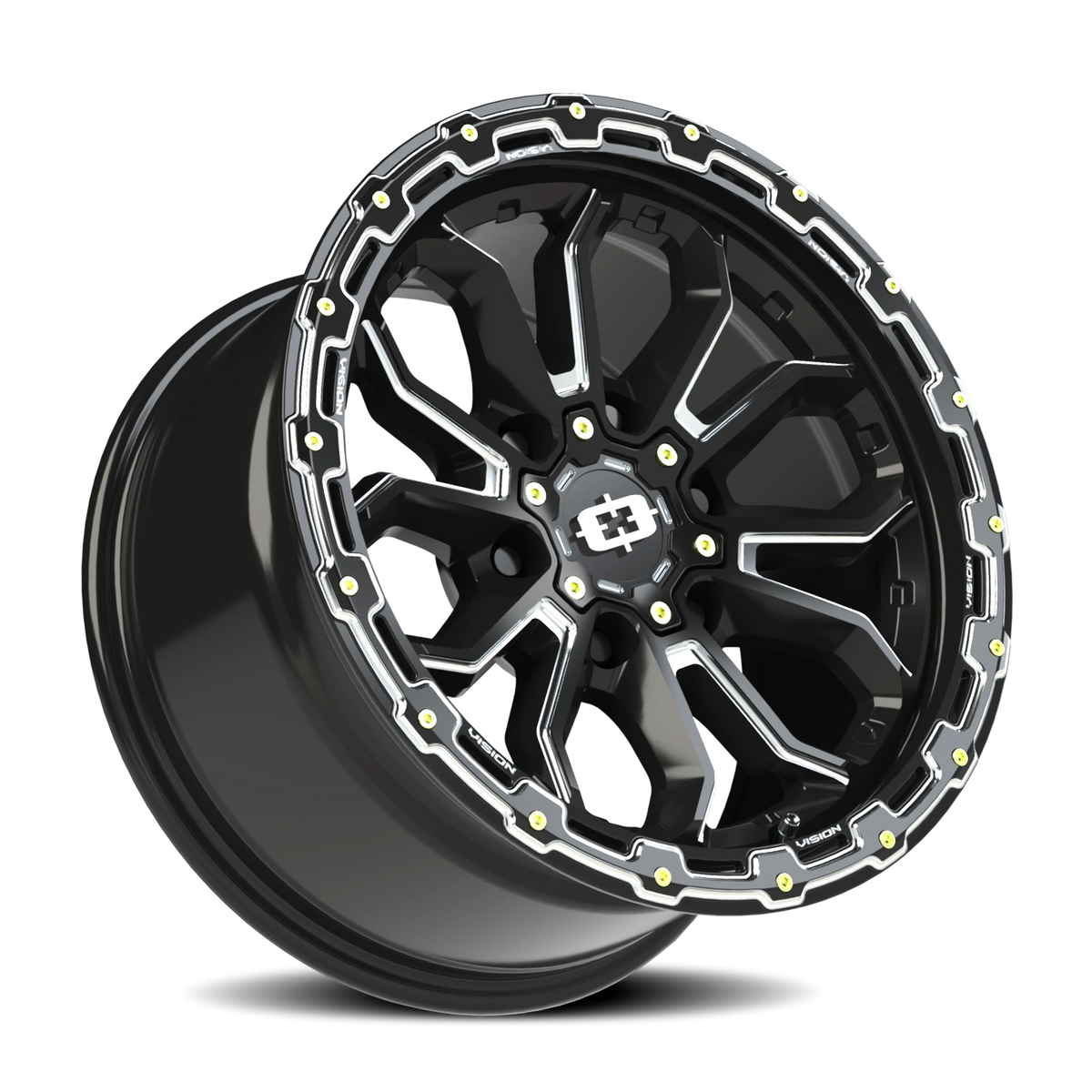 Vision Wheel 405 Gloss Black Milled Spoke 17x9 +12 6x139.7mm 106.2mm - Wheelwiz