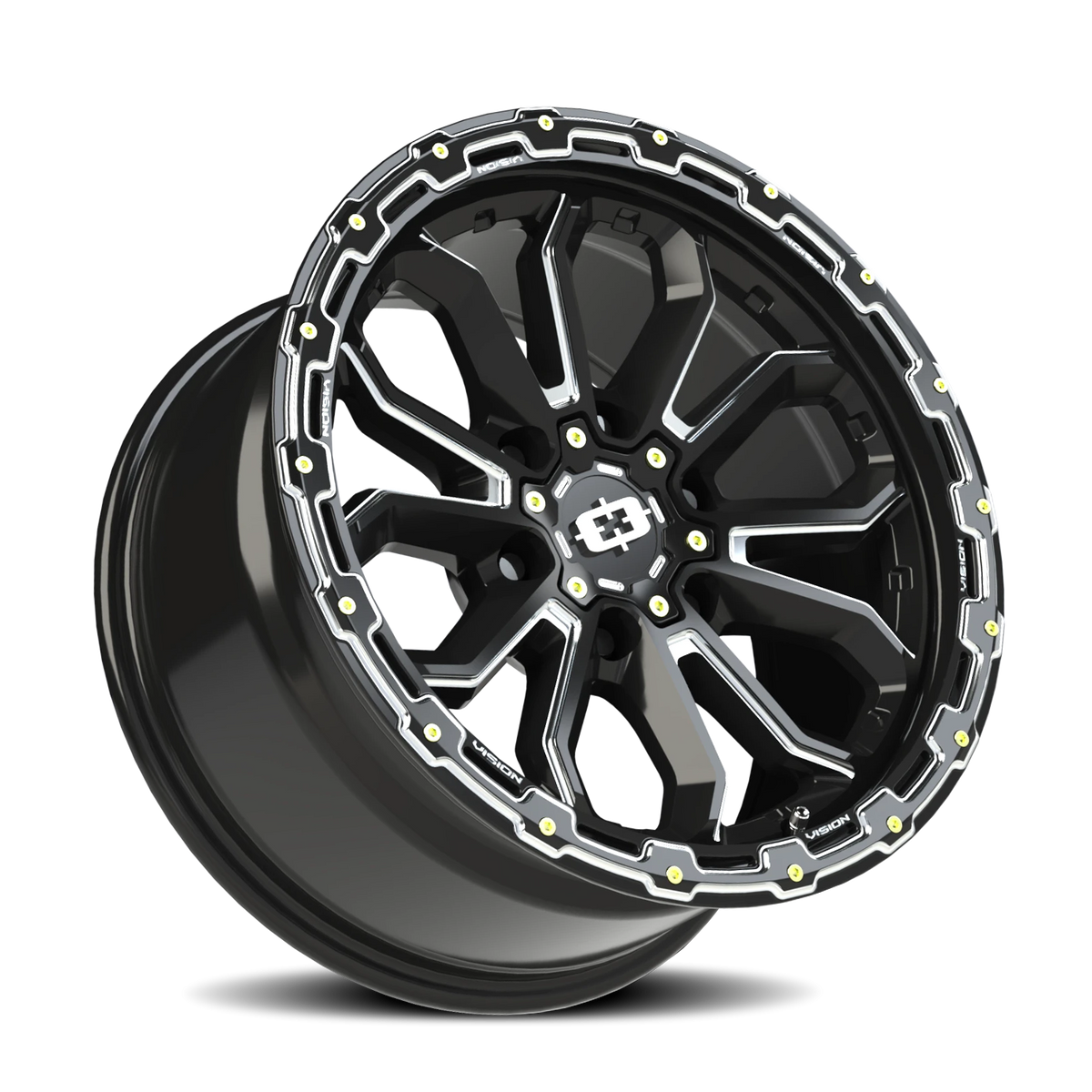 Vision Wheel 405 Gloss Black Milled Spoke 18x9 -12 6x139.7mm 106.2mm - Wheelwiz