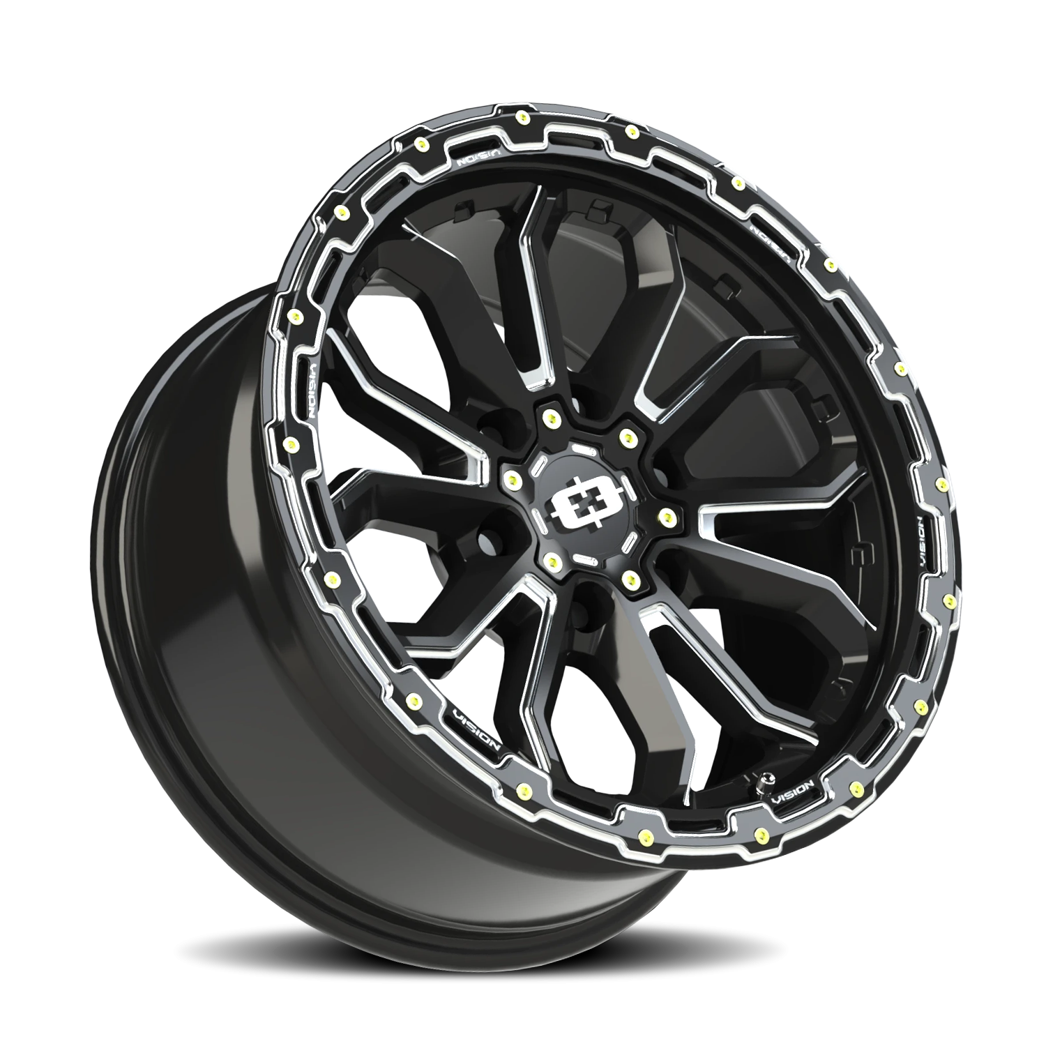 Vision Wheel 405 Gloss Black Milled Spoke 18x9 -12 6x139.7mm 106.2mm - Wheelwiz