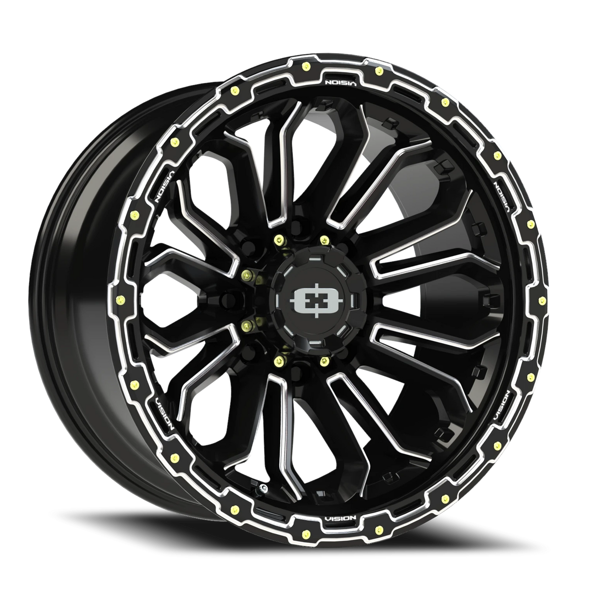 Vision Wheel 405 Gloss Black Milled Spoke 20x9 +12 8x165.1mm 125.2mm - Wheelwiz