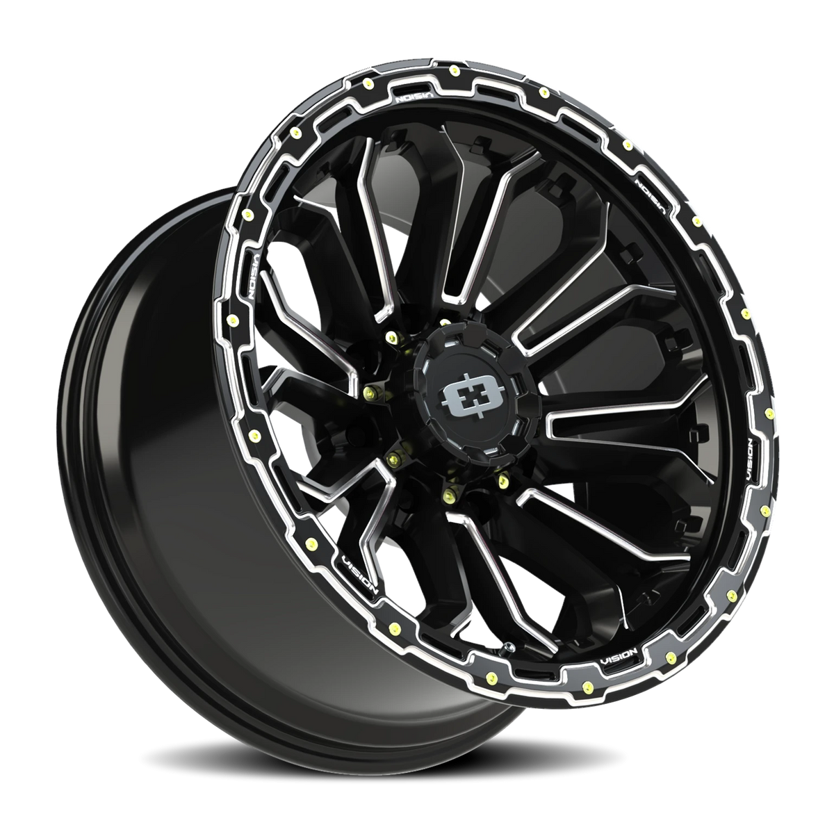 Vision Wheel 405 Gloss Black Milled Spoke 20x9 +12 8x165.1mm 125.2mm - Wheelwiz