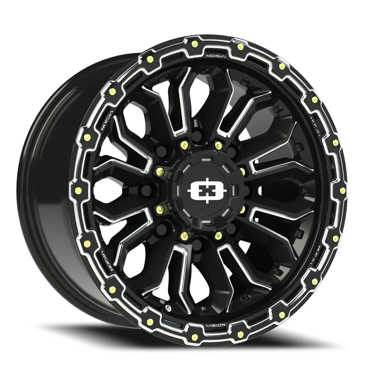 Vision Wheel 405 Gloss Black Milled Spoke 17x9 -12 8x165.1mm 125.2mm - Wheelwiz