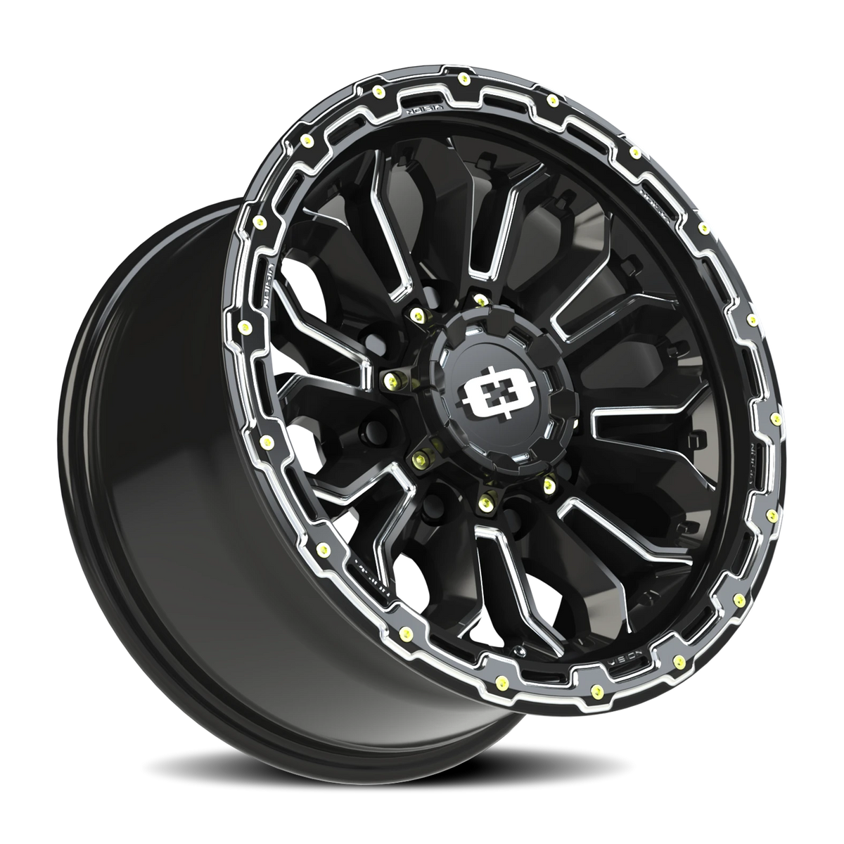 Vision Wheel 405 Gloss Black Milled Spoke 17x9 -12 8x165.1mm 125.2mm - Wheelwiz