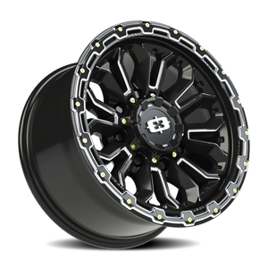 Vision Wheel 405 Gloss Black Milled Spoke 17x9 -12 8x165.1mm 125.2mm - Wheelwiz