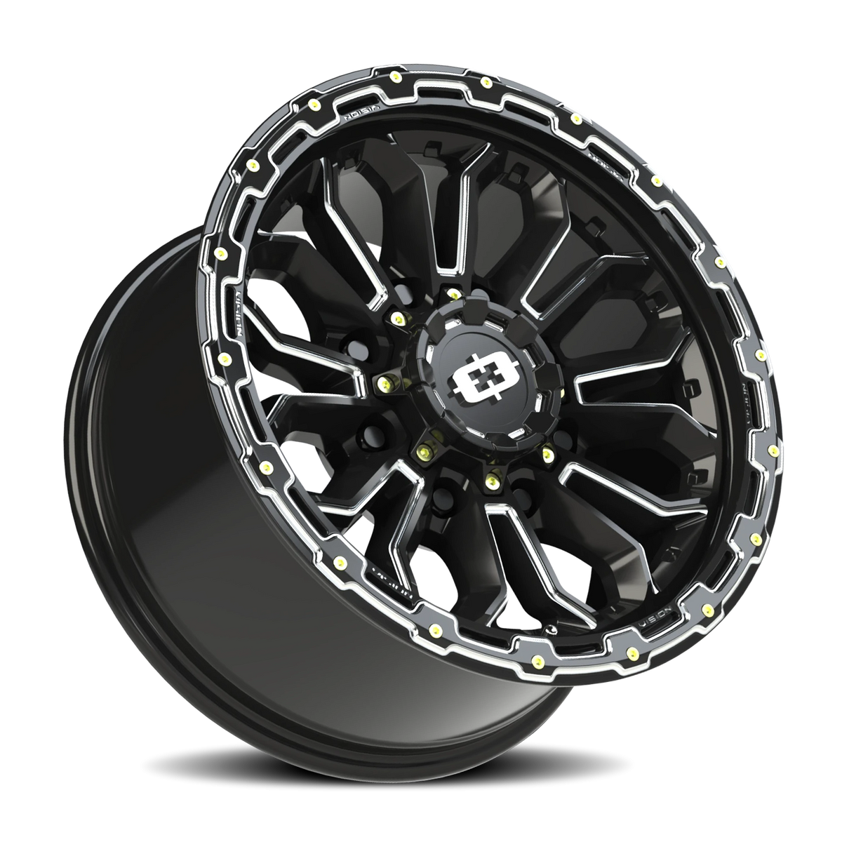 Vision Wheel 405 Gloss Black Milled Spoke 18x9 -12 8x170mm 125.2mm - Wheelwiz