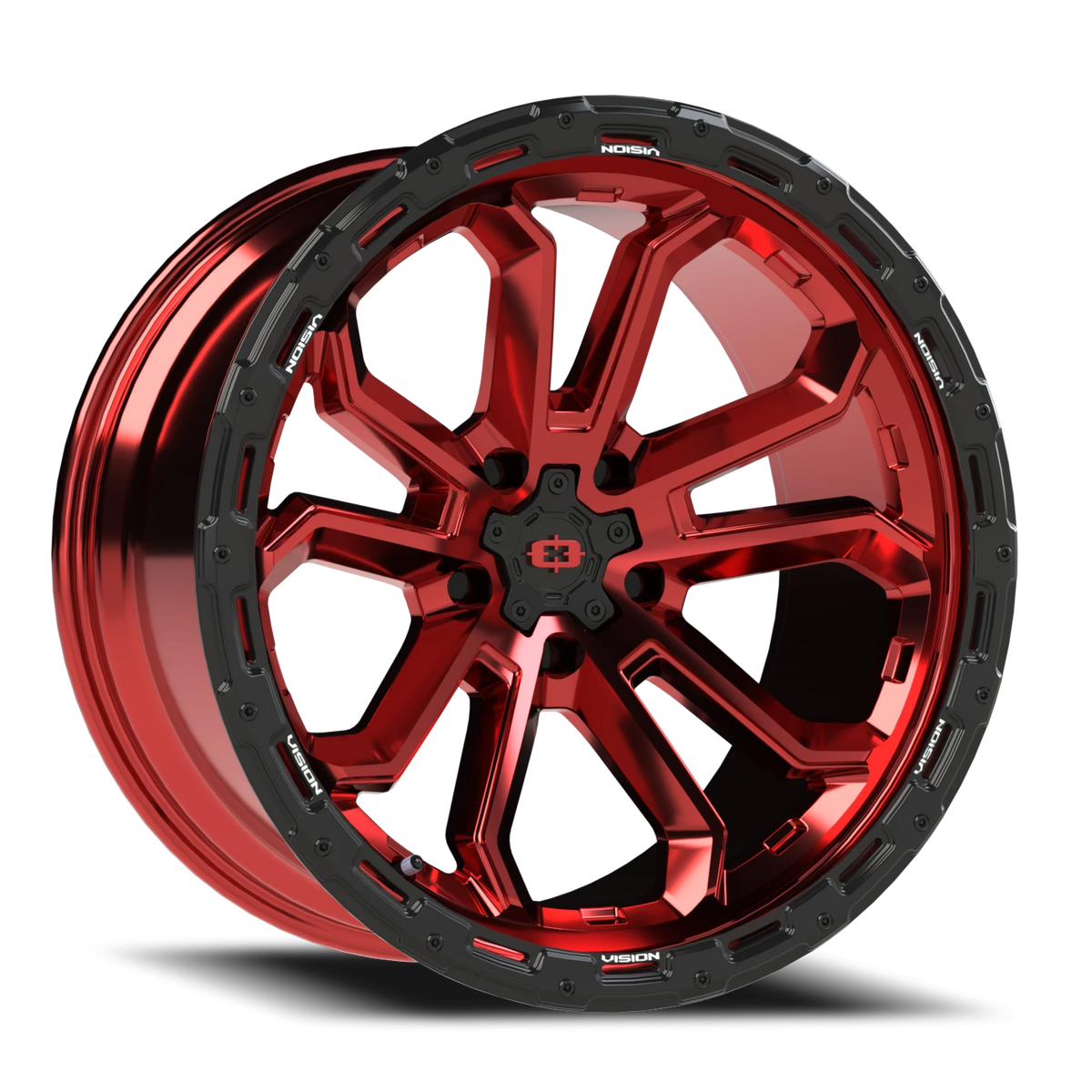 Vision Wheel 405 Gloss Red w/Gloss Black Lip 20x10 -25 5x127mm 78.1mm - Wheelwiz