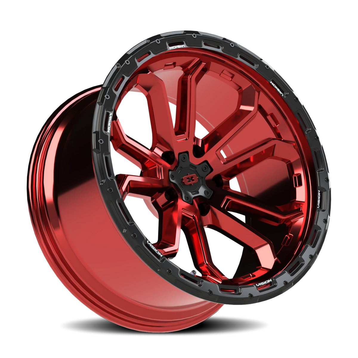 Vision Wheel 405 Gloss Red w/Gloss Black Lip 20x10 -25 5x127mm 78.1mm - Wheelwiz