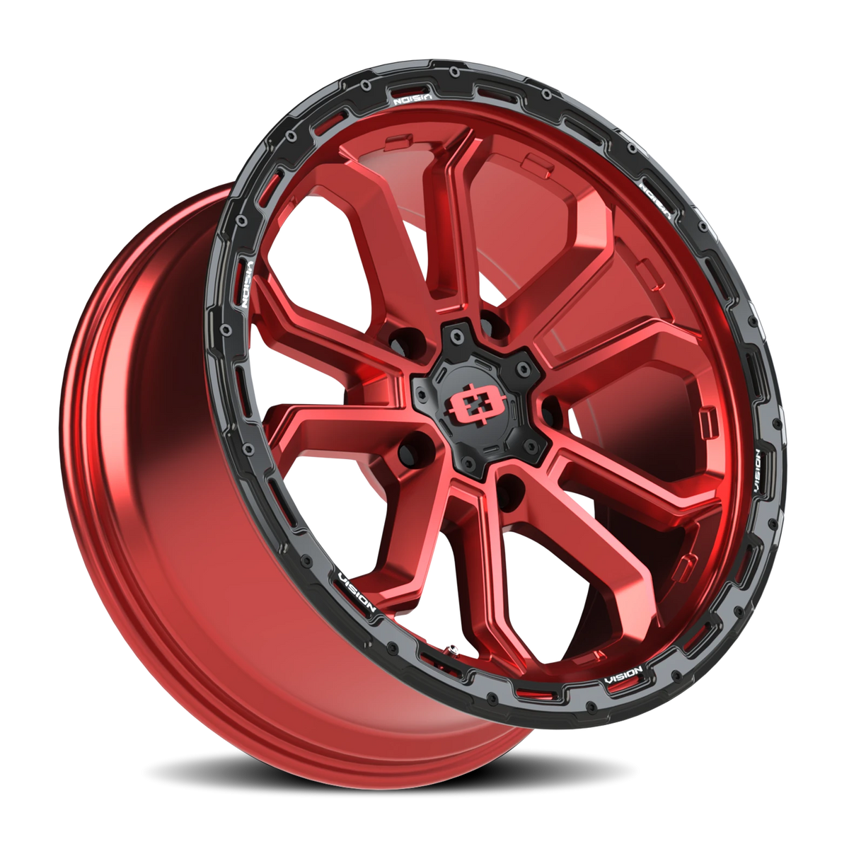 Vision Wheel 405 Gloss Red w/Gloss Black Lip 20x9 +12 5x150mm 110.2mm - Wheelwiz