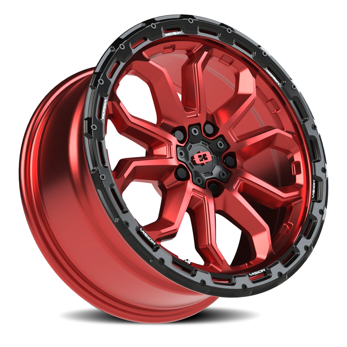 Vision Wheel 405 Gloss Red w/Gloss Black Lip 17x8 +30 5x110mm 72.1mm - Wheelwiz
