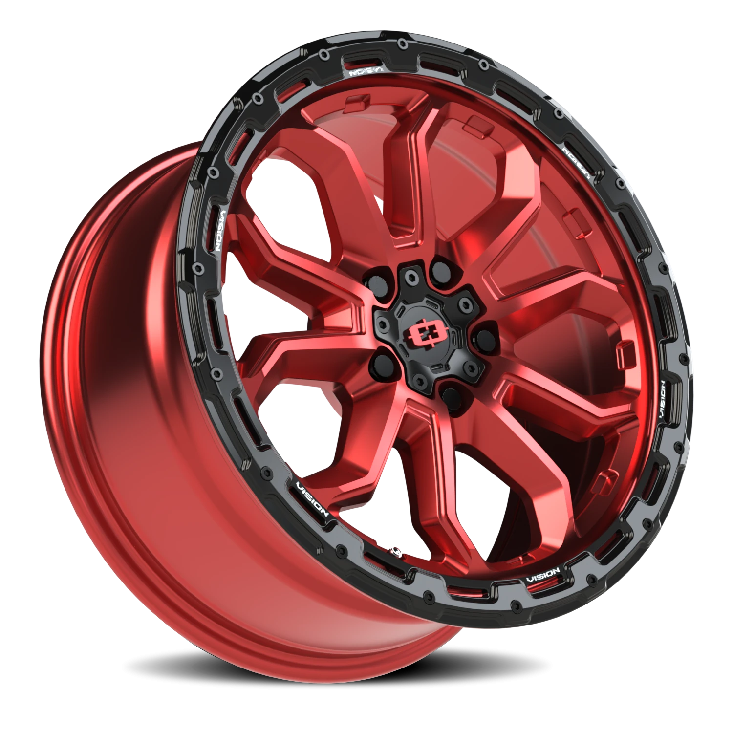 Vision Wheel 405 Gloss Red w/Gloss Black Lip 17x8 +30 5x120mm 76.1mm - Wheelwiz