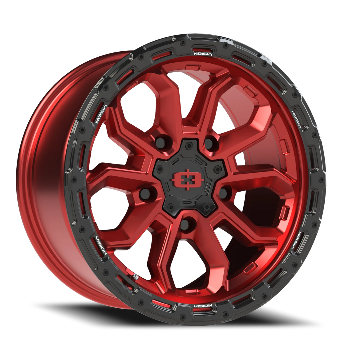 Vision Wheel 405 Gloss Red w/Gloss Black Lip 17x9 -12 5x139.7mm 108mm - Wheelwiz